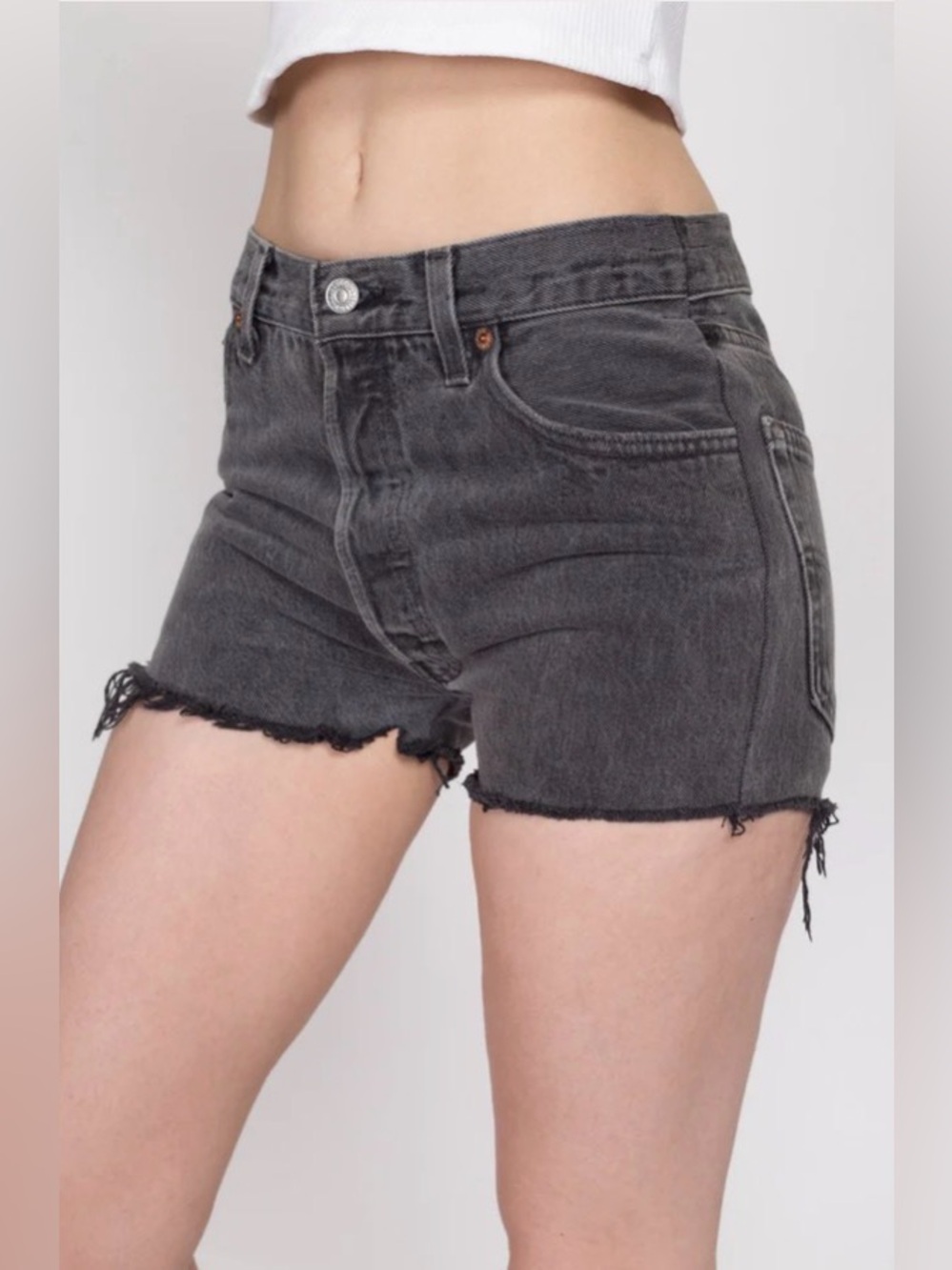 Levis 501 90s Washed Black Cut Off 100% Cotton Jean Shorts, size 31